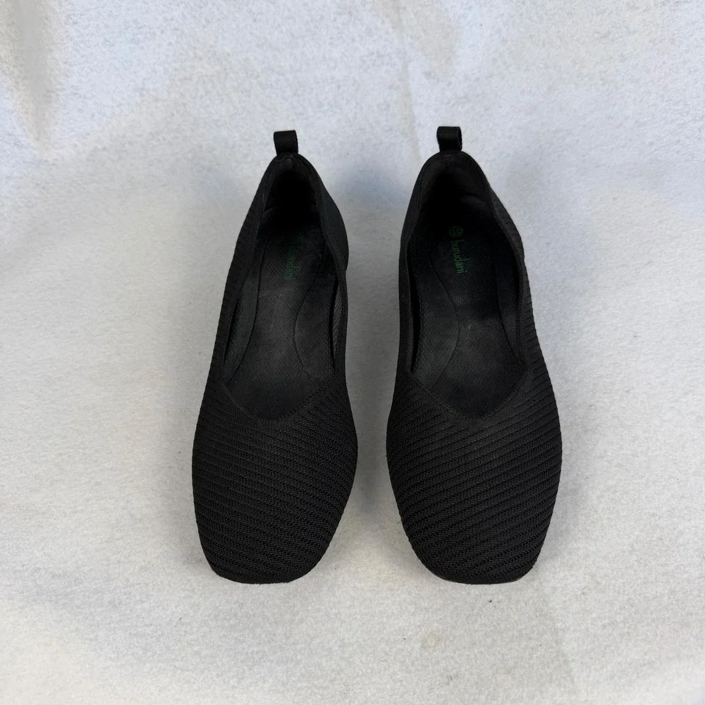 Burudani Black Knit‎ Square Toe Ballet Flats Womens US 10 UK 8 Casual Office